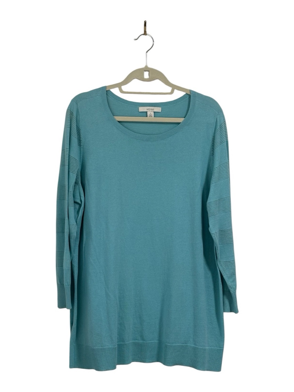 Sejour 1XL turquoise sweater long sleeve in preowned condition.